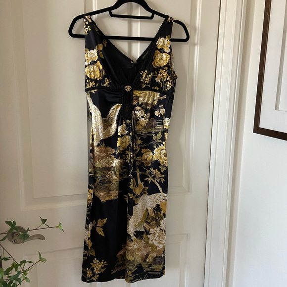 Roberto Cavalli Dresses & Skirts - Roberto Cavalli Gold Floral  Print Dress Black/ Navy Blue Size 46 US 10